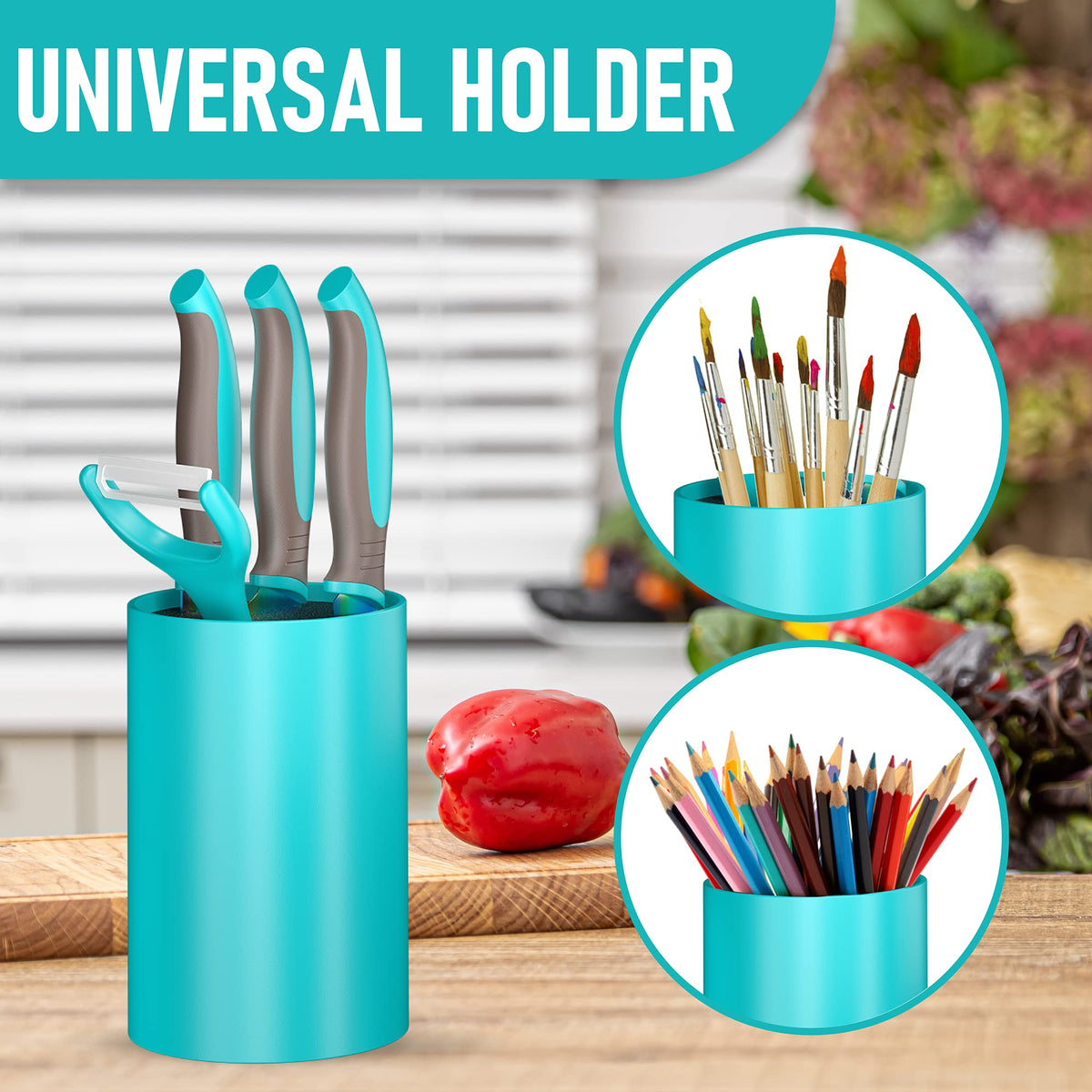 TruChef aqua universal knife holder keeps tools organized.