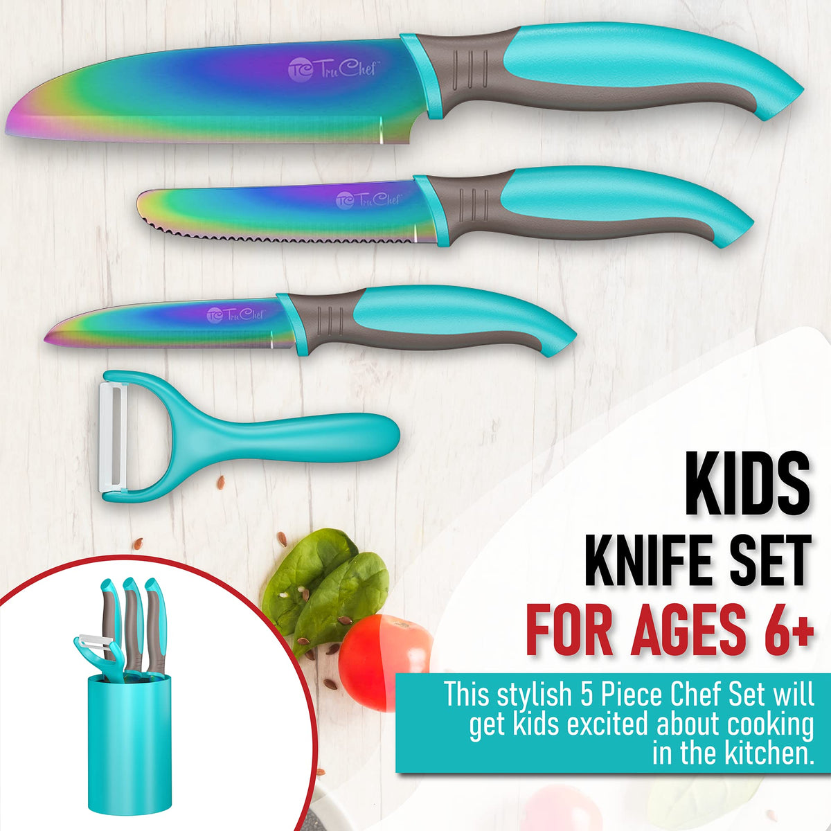 TruChef aqua beginner-friendly kit for kid-friendly kitchen tasks.