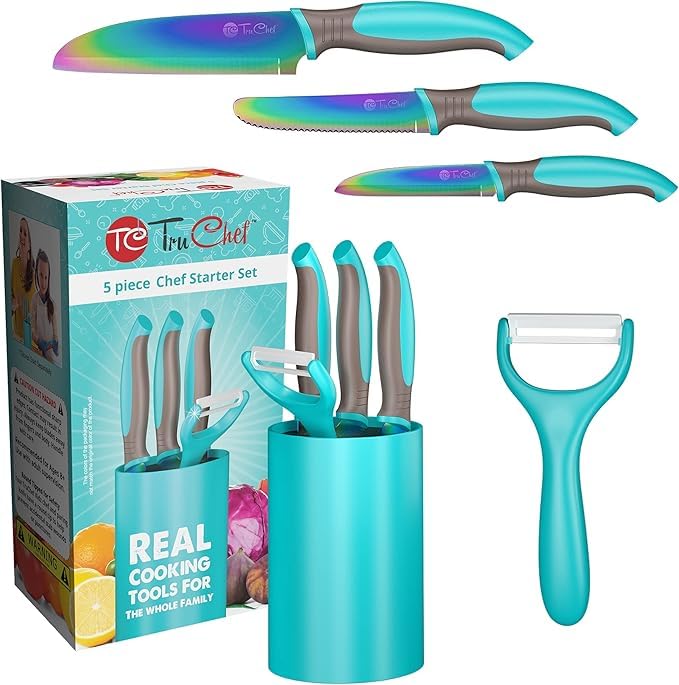 TruChef aqua ergonomic handles support small hands.