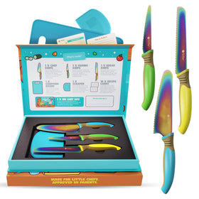 TruChef rainbow blades knife set for safe, colorful kid-friendly cooking.