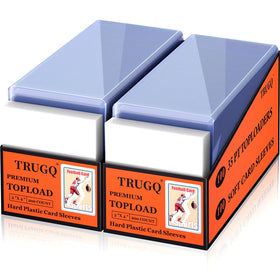 TRUGQ 400 card sleeves top loaders set protects standard-size cards during storage and travel.