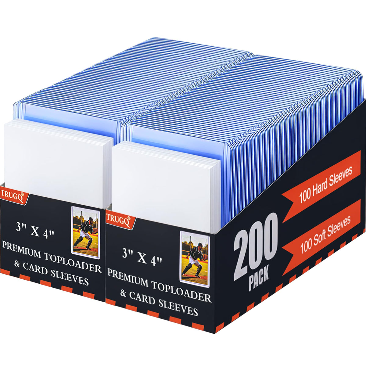 TRUGQ 400 card sleeves toploads packaging protects cards during shipping.