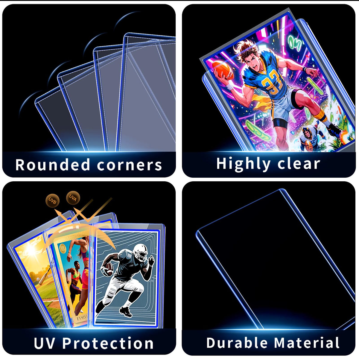 TRUGQ hard top loader in clear PVC shields cards while staying visible