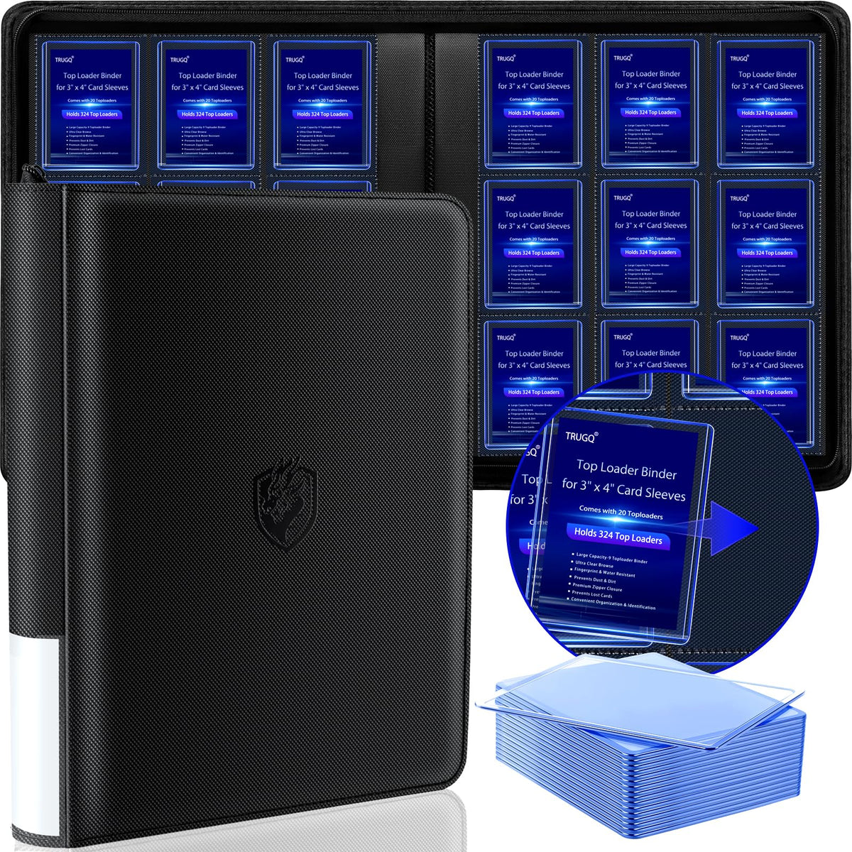 TRUGQ toploader binder with 324-capacity for sports cards