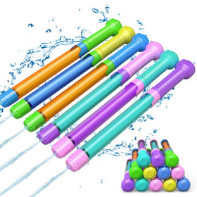 Trulloyoo 12-pack water guns in all colors ready for a vibrant pool party.