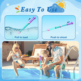 Close-up of Trulloyoo water guns showing color variety for group play.