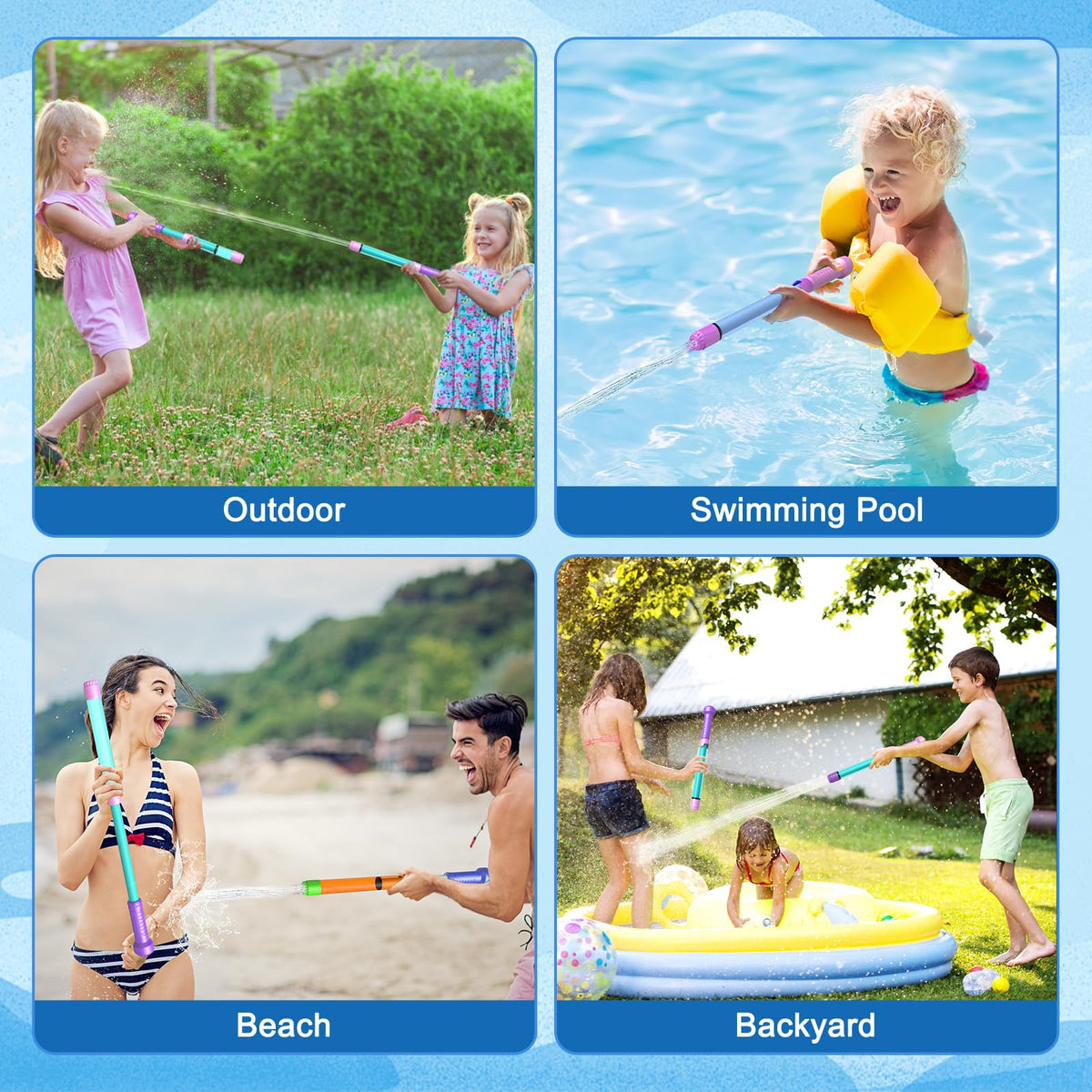 Trulloyoo water guns promoting group play and outdoor game fun.