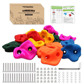 Trymaker rock climbing holds 15pcs set for versatile indoor climbing.