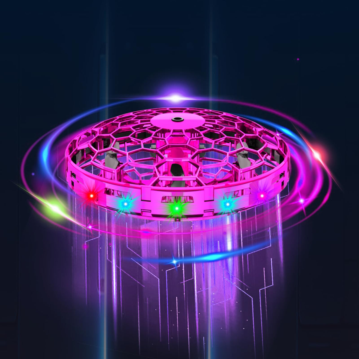 TrysGame hand-operated drone pink front view for safe indoor play.