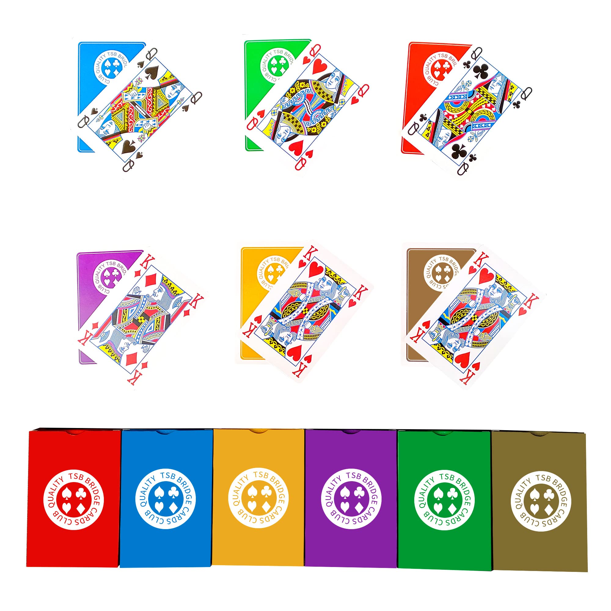 TSB Standard Print Bridge Cards – 12 Decks, 6 Colors, Easy Storage ...
