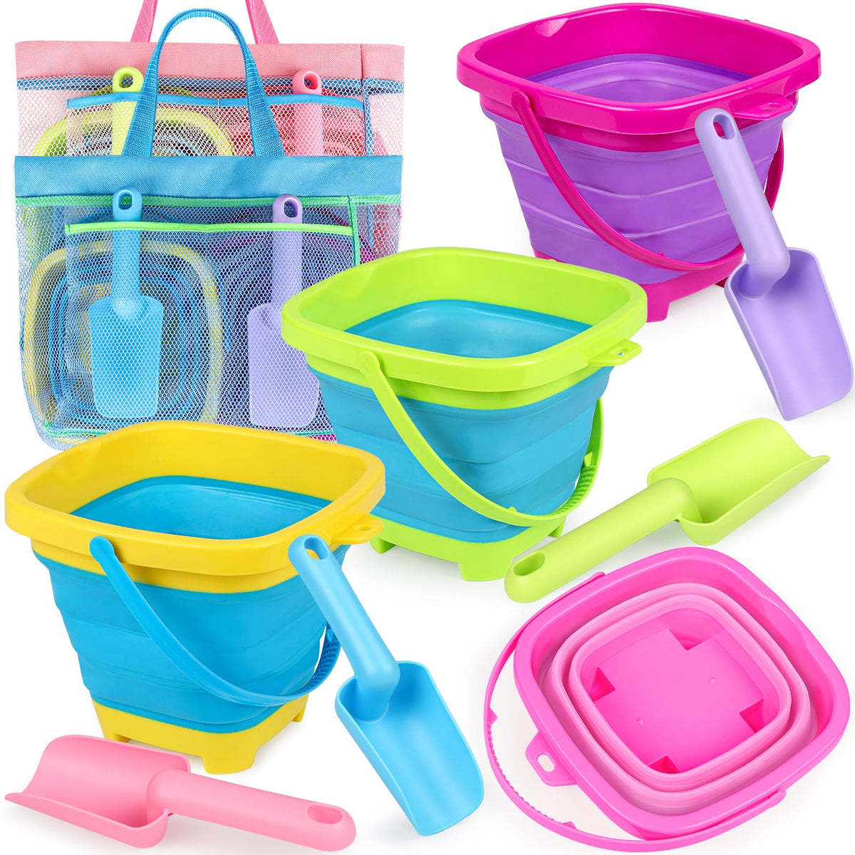 TSDATOWR collapsible beach buckets ready for quick sandcastle building
