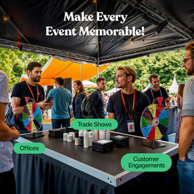 T-SIGN prize wheel with bright color slots enhances visibility and participation.