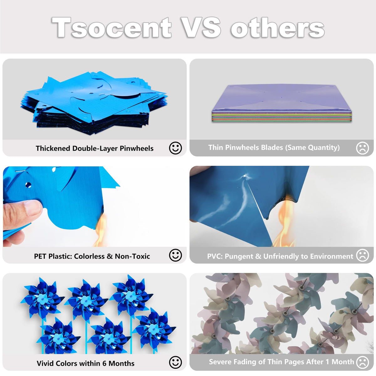 Tsocent pinwheels blue breeze spin enhances ambience