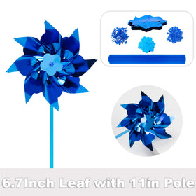 Tsocent pinwheels blue garden display in sunlight