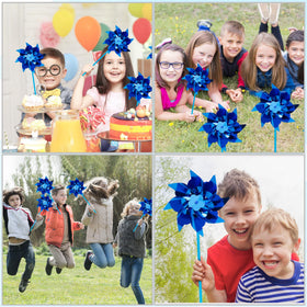 Tsocent pinwheels blue in yard with motion