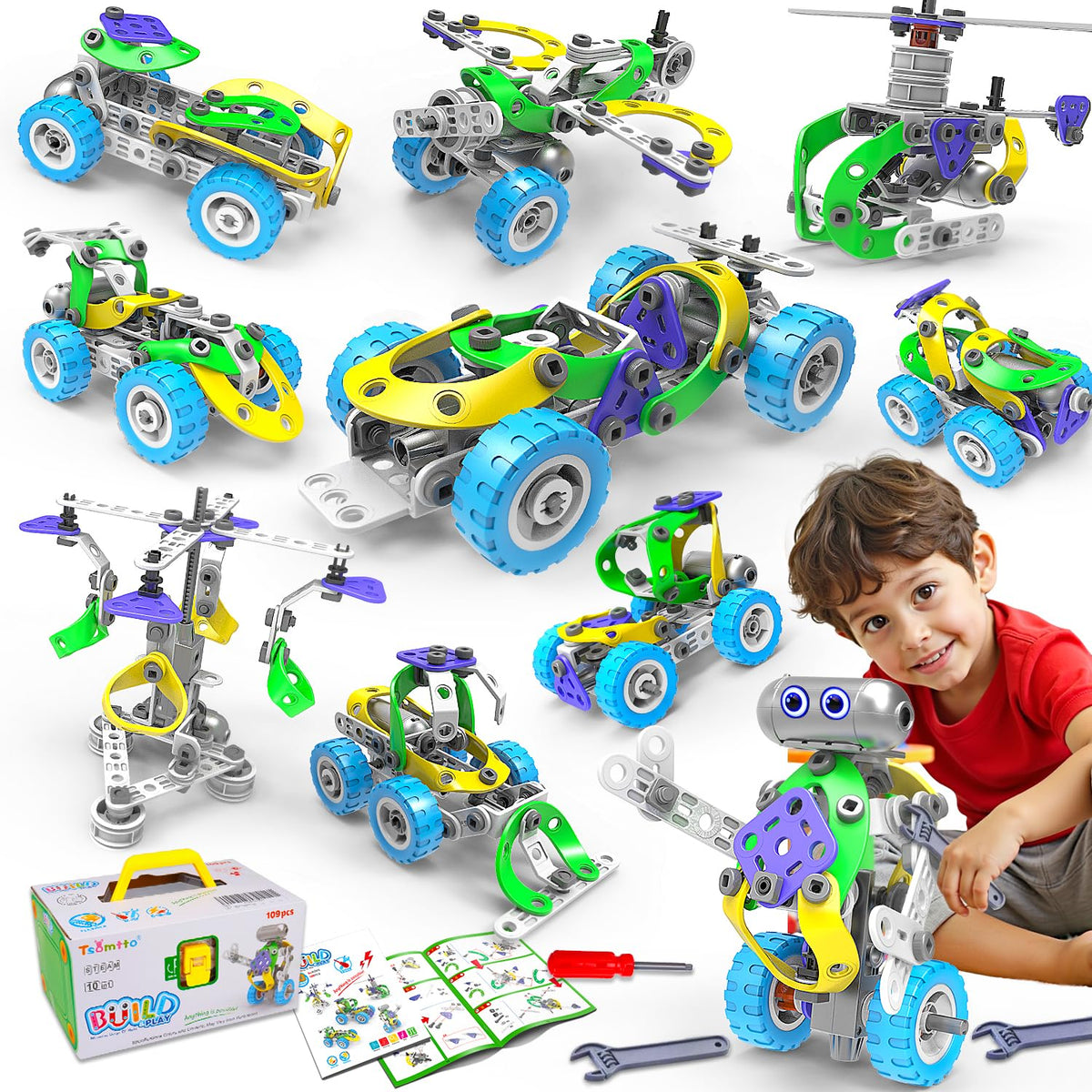 Tsomtto 10-in-1 bulldozer—hands-on engineering play boosts spatial thinking and creativity.