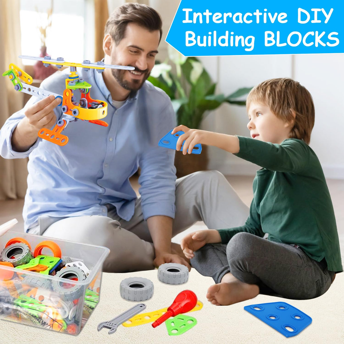 Tsomtto 10-in-1 stem toy helicopter model engaging STEM activity.
