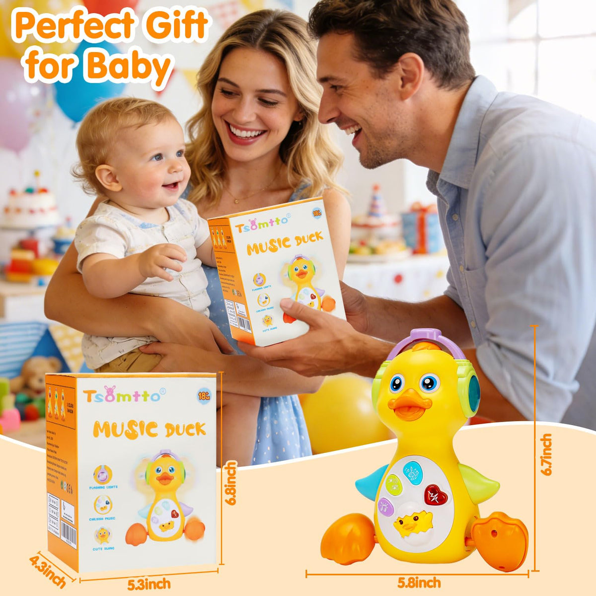 Tsomtto musical duck toy entertains during sit and tummy play sessions