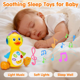 Tsomtto tummy-time duck toy encourages reach and head control with colorful lights