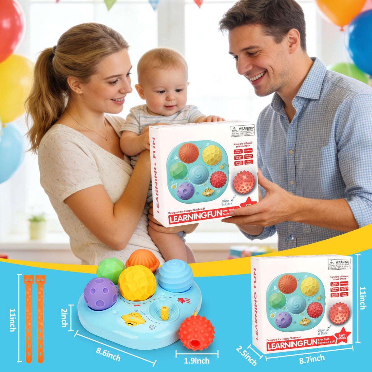 Tsomtto baby toy promotes learning through play with light, sound, and touch.