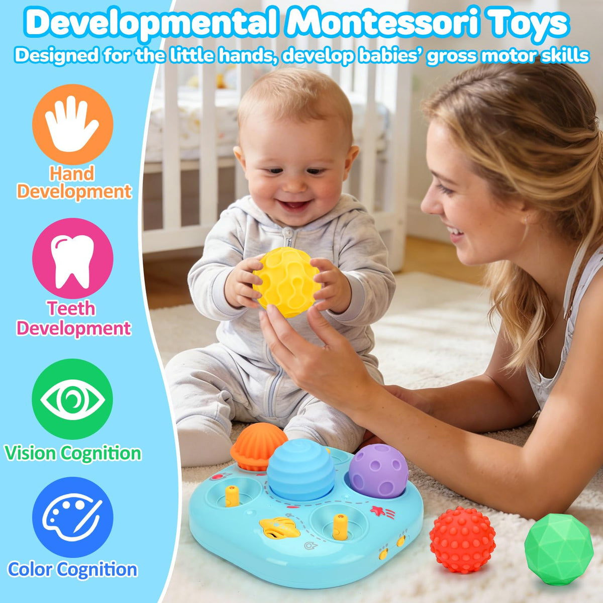 Tsomtto Montessori-inspired design promotes independent exploration with safe, rounded edges.