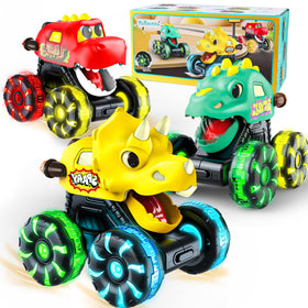 Tsomtto monster truck T-Rex toy lights up for imaginative play.