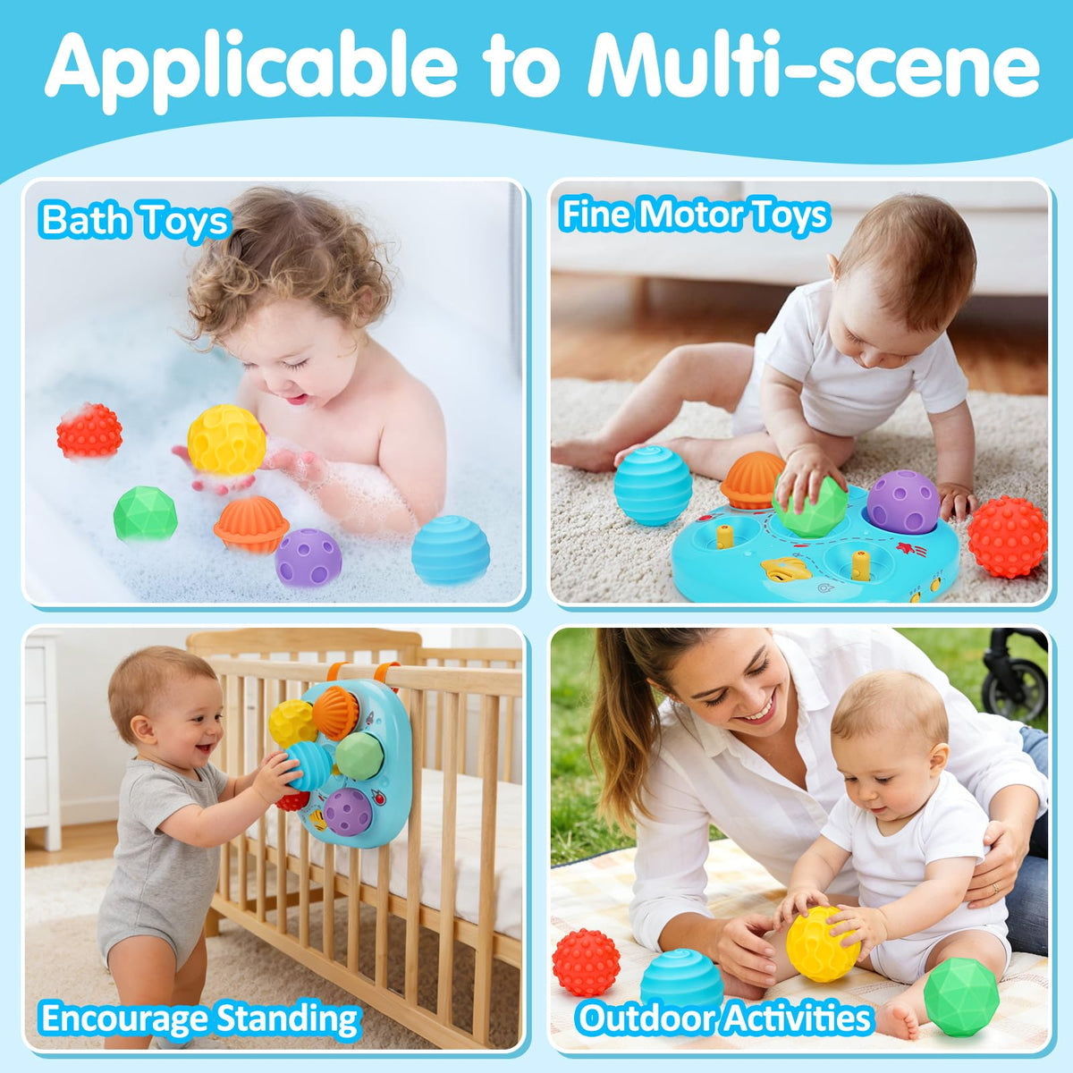 Tsomtto sensory ball set makes a practical, engaging gift for babies and toddlers.