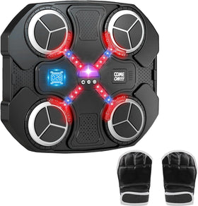 Tsomtto Music Boxing Machine mounted on wall with kids' gloves for active play