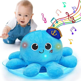 Tsomtto musical octopus crawling toy engaging babies during tummy time.