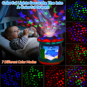 Tsomtto projector rotates 360° casting underwater ambiance with blue lights.