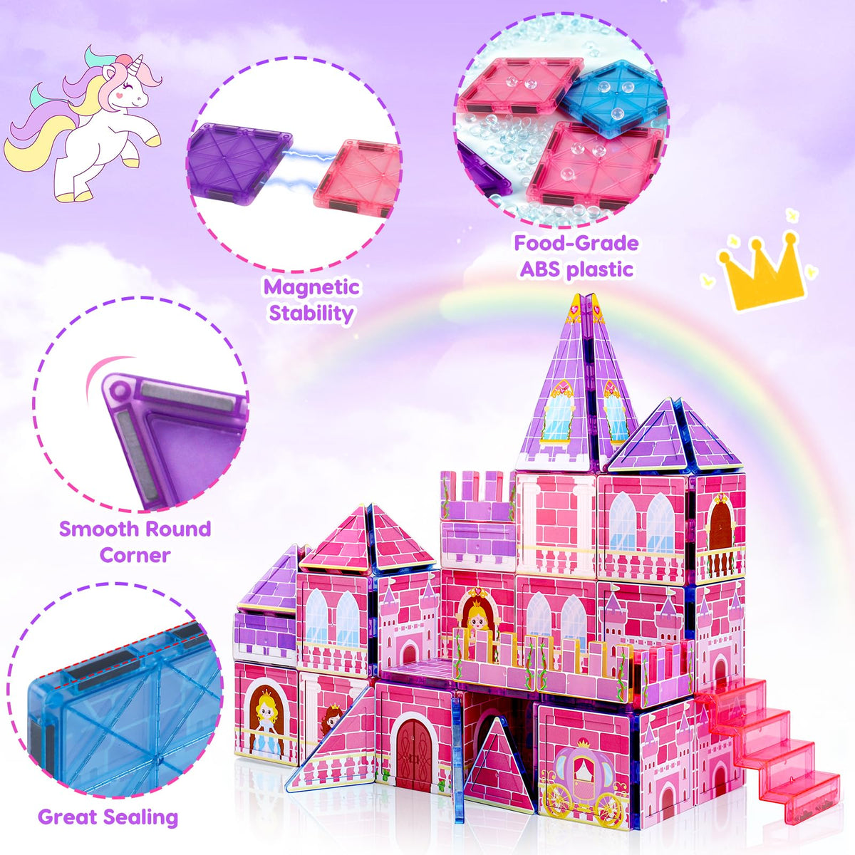 Tsomtto Princess Magnatiles gate patterns enhance design variety and spatial thinking