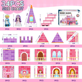 Tsomtto Princess Magnatiles window patterns showcase color recognition during building