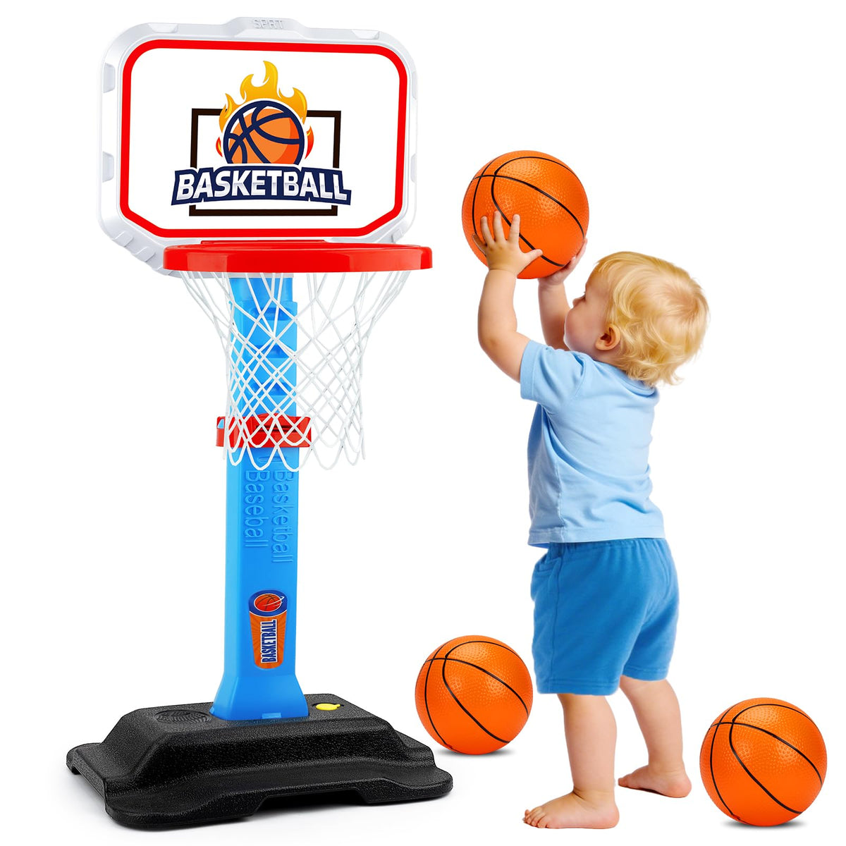 Tsomtto toddler basketball hoop assembly shows quick setup for instant play