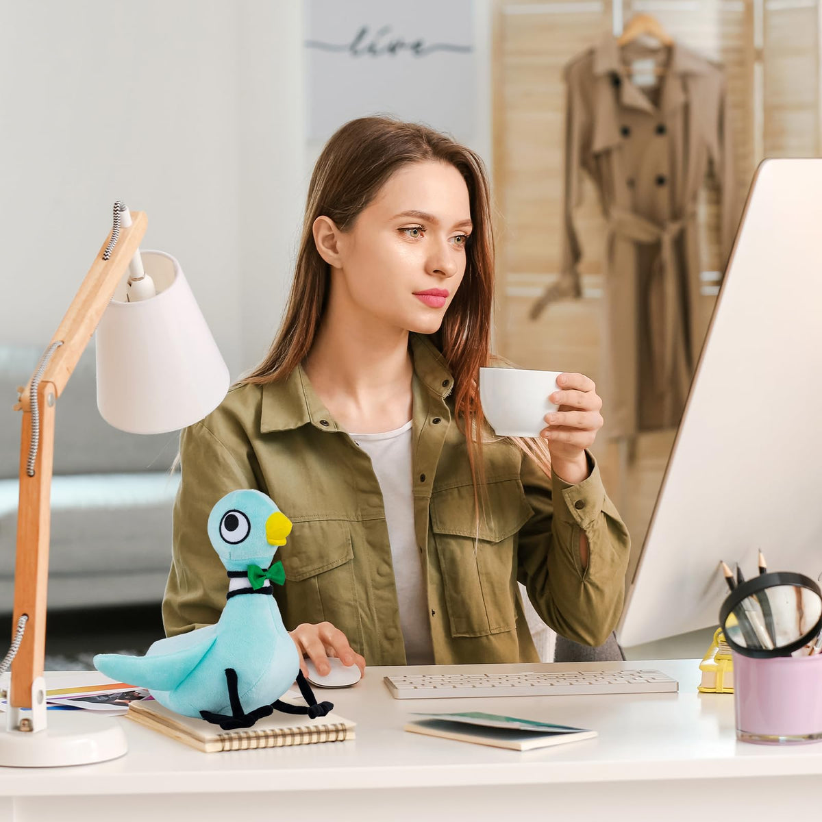 TSRDLVC pigeon plush close-up eyes highlight