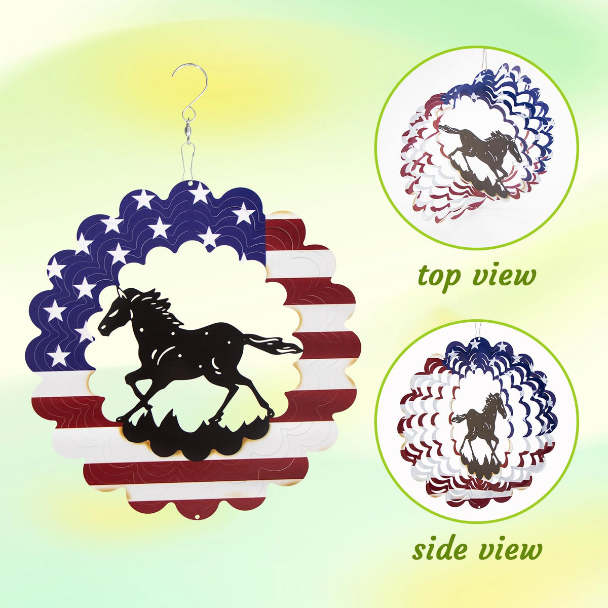 TT & MM gift-ready wind spinner includes gloves and hook for versatile hanging