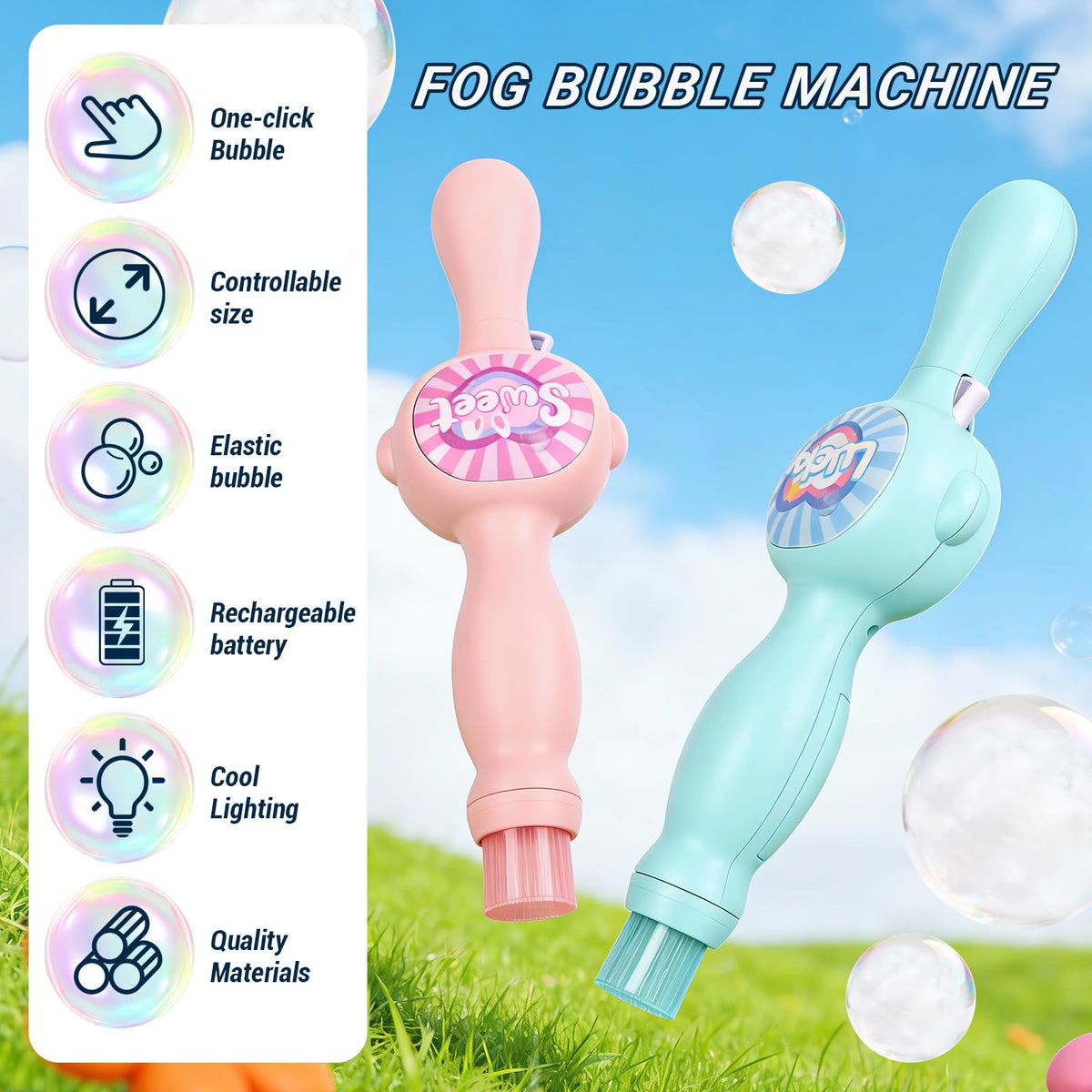 TTKADIY Bubble Machine with colorful lights brightens outdoor parties