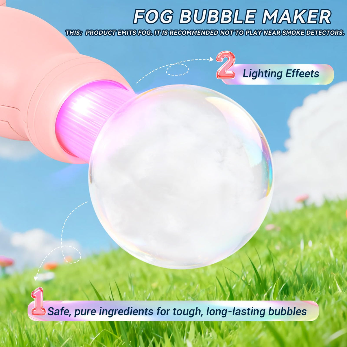 TTKADIY Bubble wand lights and mist create a magical light show