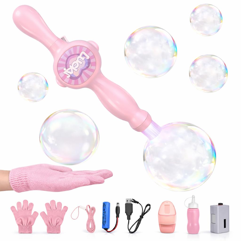 TTKADIY elastic bubble fog wand pink side view for sensory play and exploration