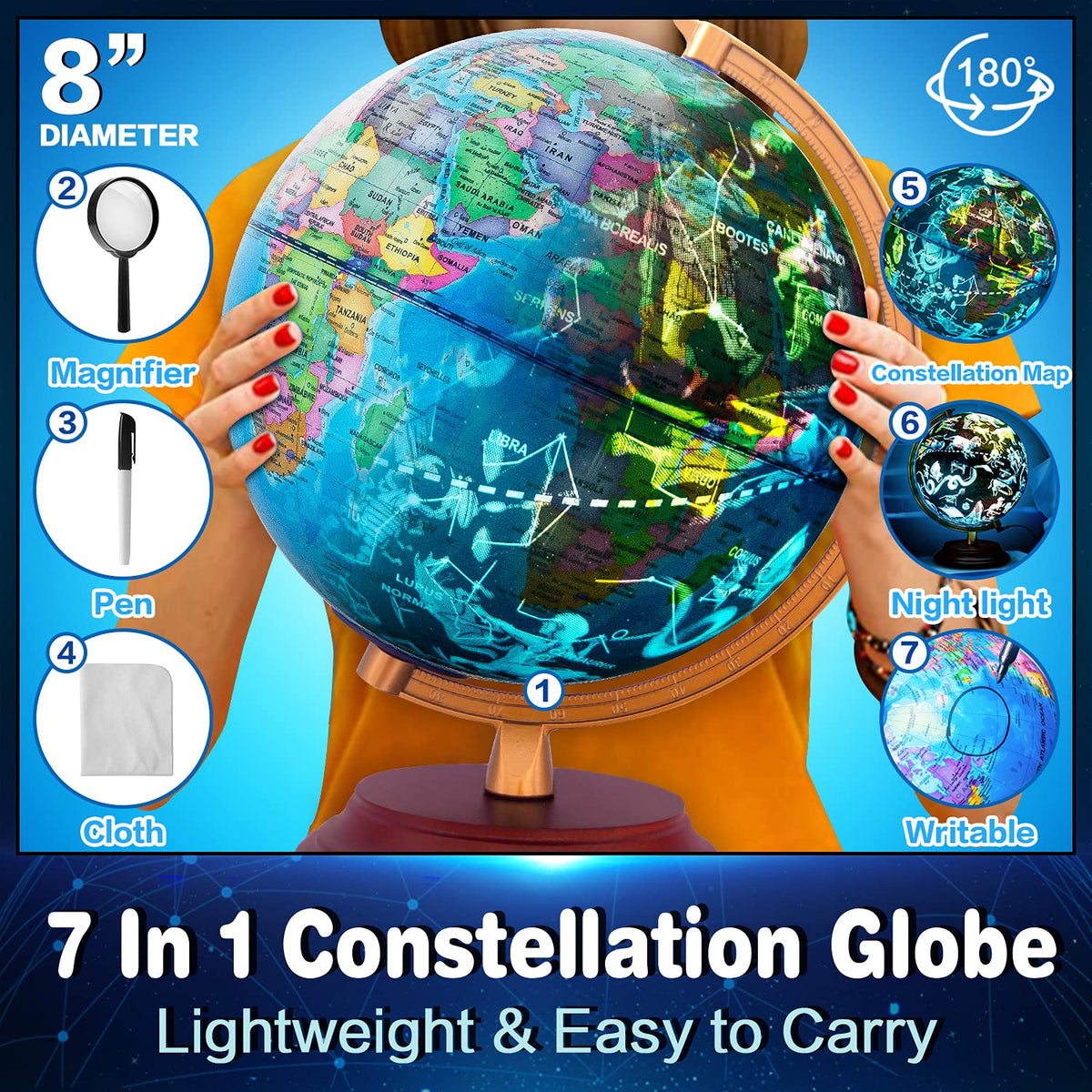 TTKTK globe at night with LED lights provides a soothing study light and ambiance