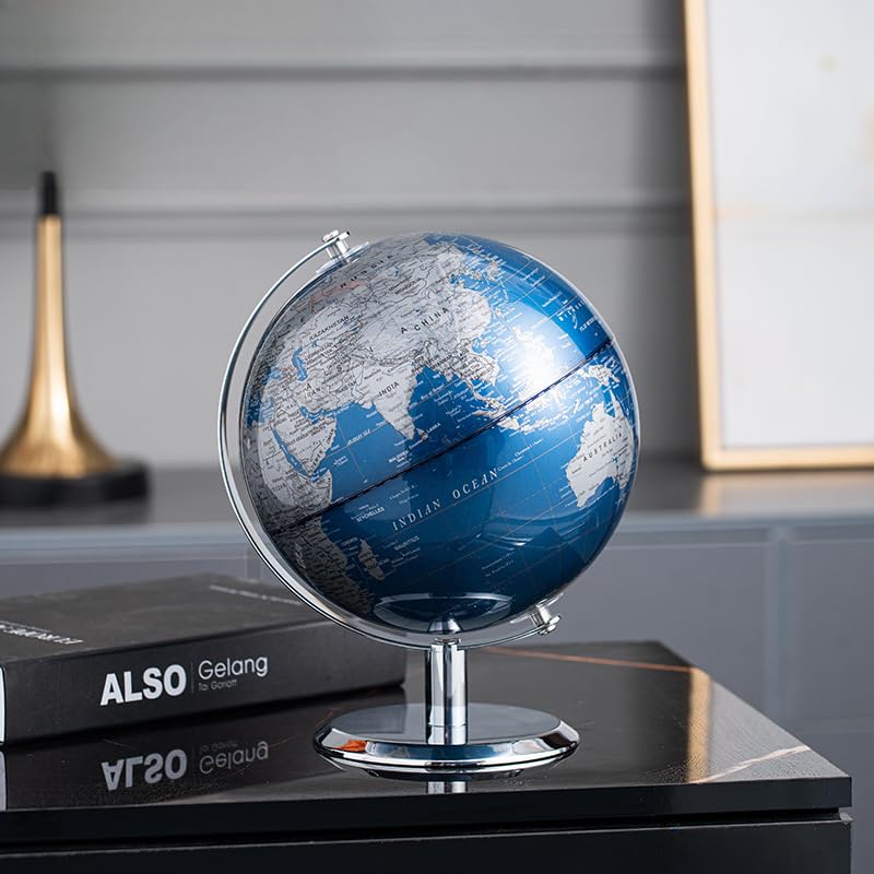 Sturdy stainless steel stand supports TTKTK globe securely on a shelf
