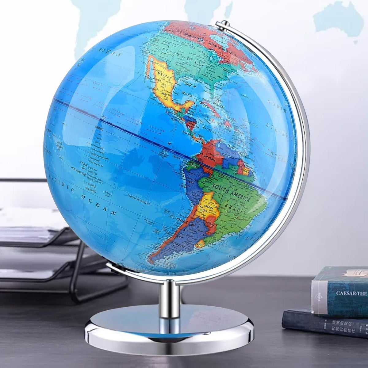 TTKTK globe rotation blue, spin to explore continents during lessons