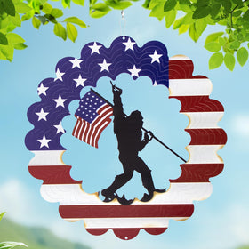 TT-MM Sasquatch wind spinner in sturdy steel for durable yard decor.