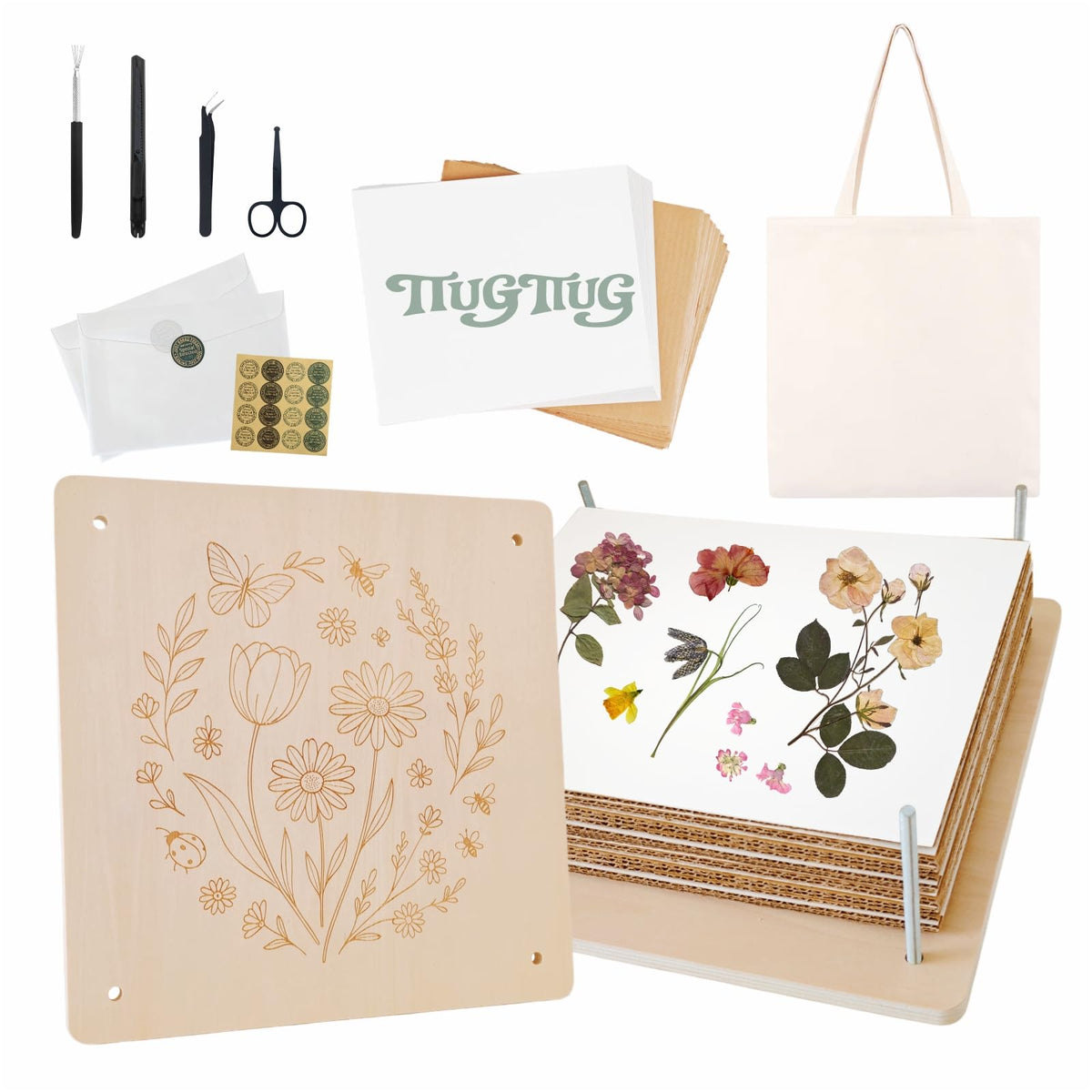 TTUGTTUG Flower Press Kit with large 11x11 press area for big blooms