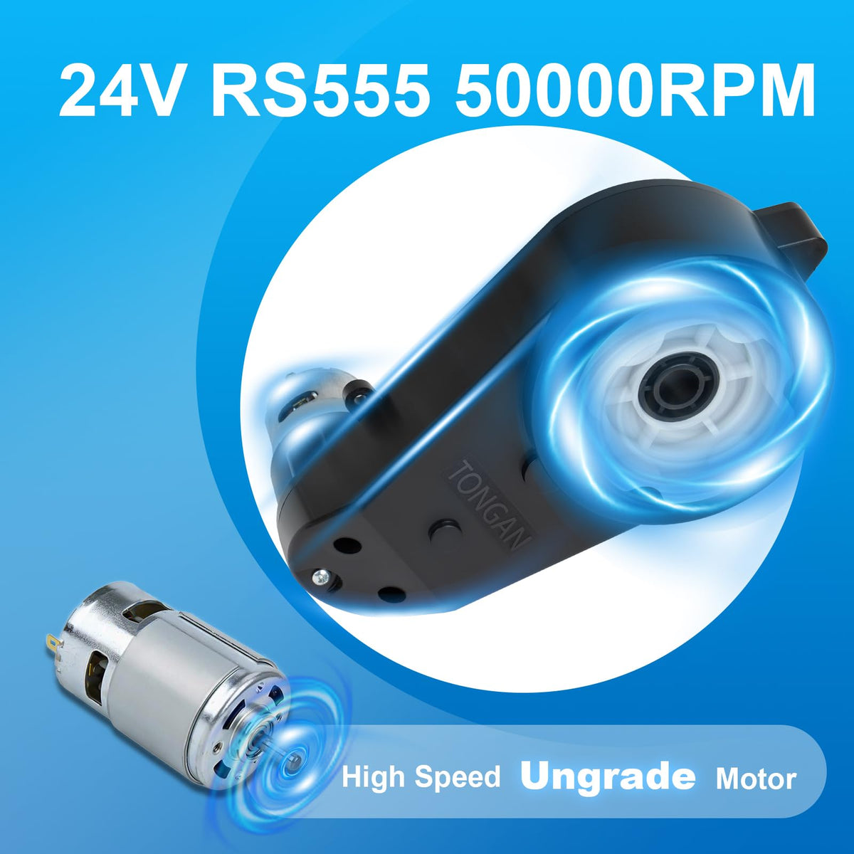 TUAGUI 24V motor gearbox with solder-free wiring connectors for easy setup