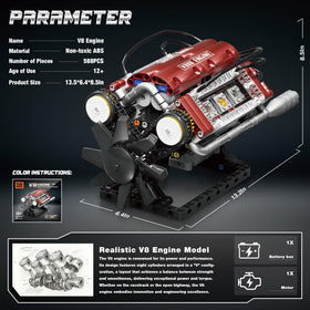 Tuajixz V8 engine model sits on sturdy base for display.