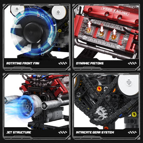 Tuajixz V8 engine model features belt and pulley setup.