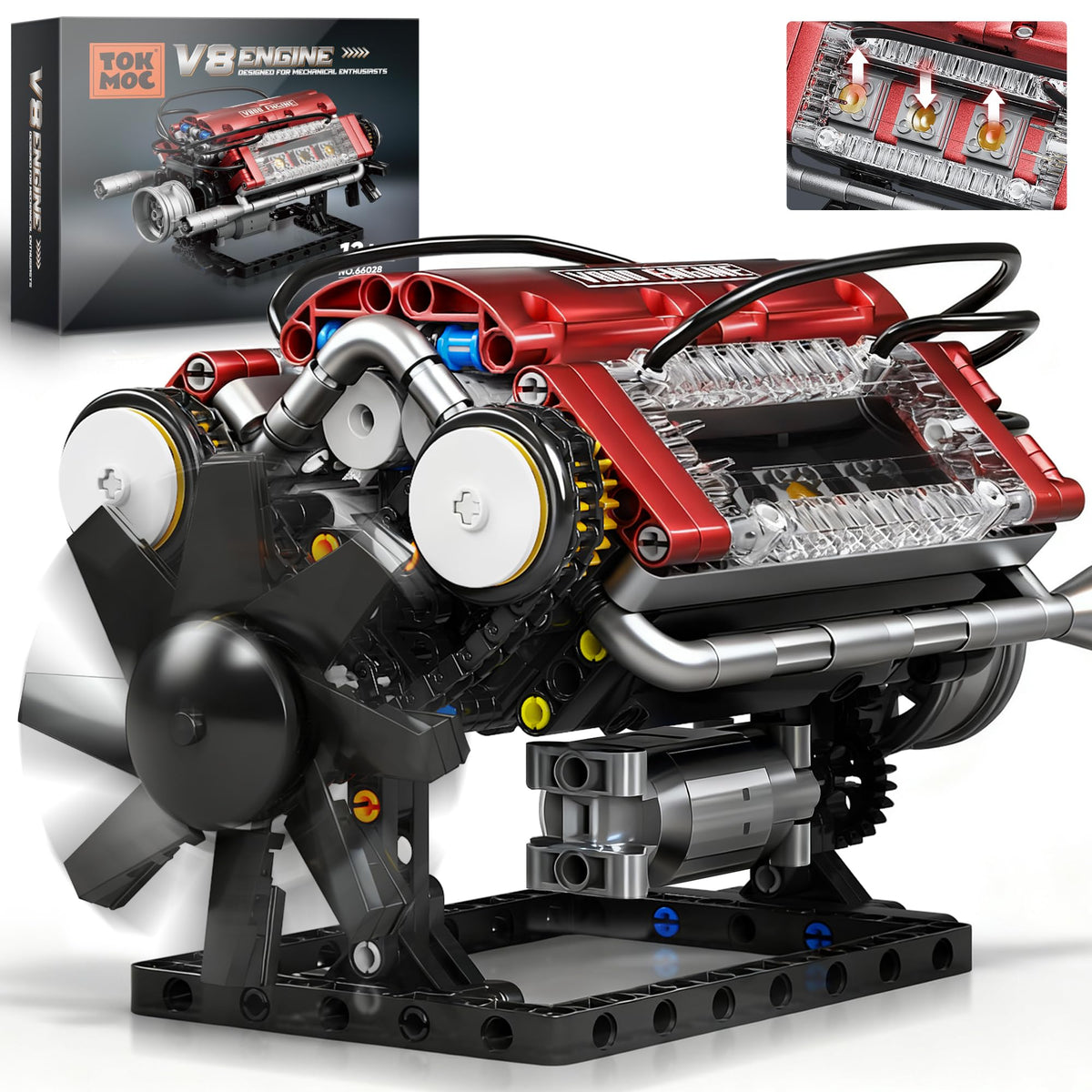 Tuajixz V8 engine model with moving pistons for hands-on learning.