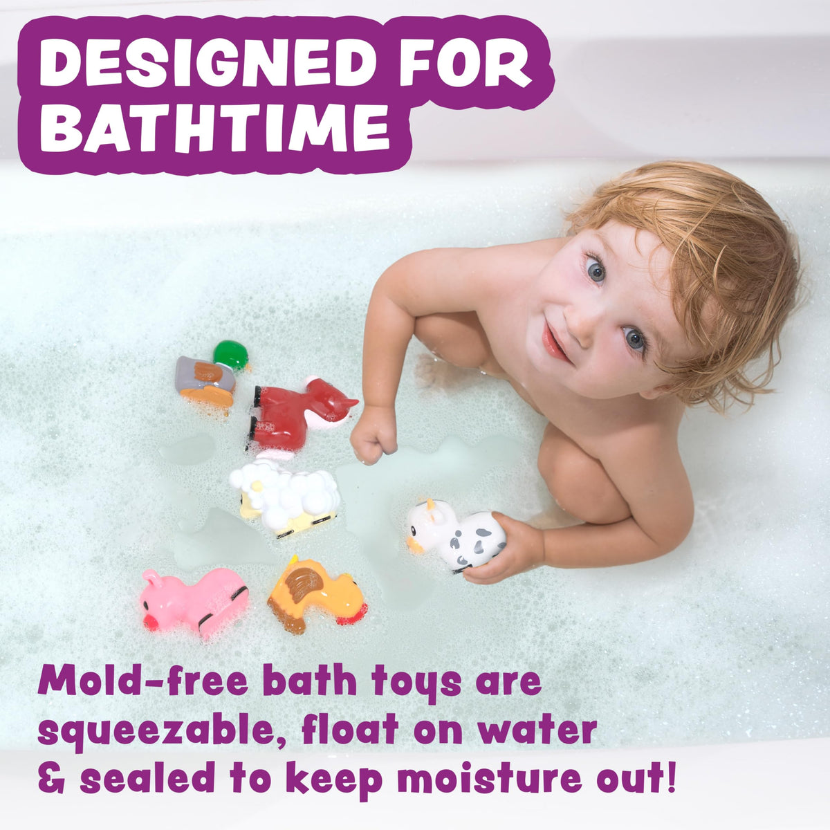 Tub Works Barnyard mold-free pig bath toy ideal for bubble baths and safe play.