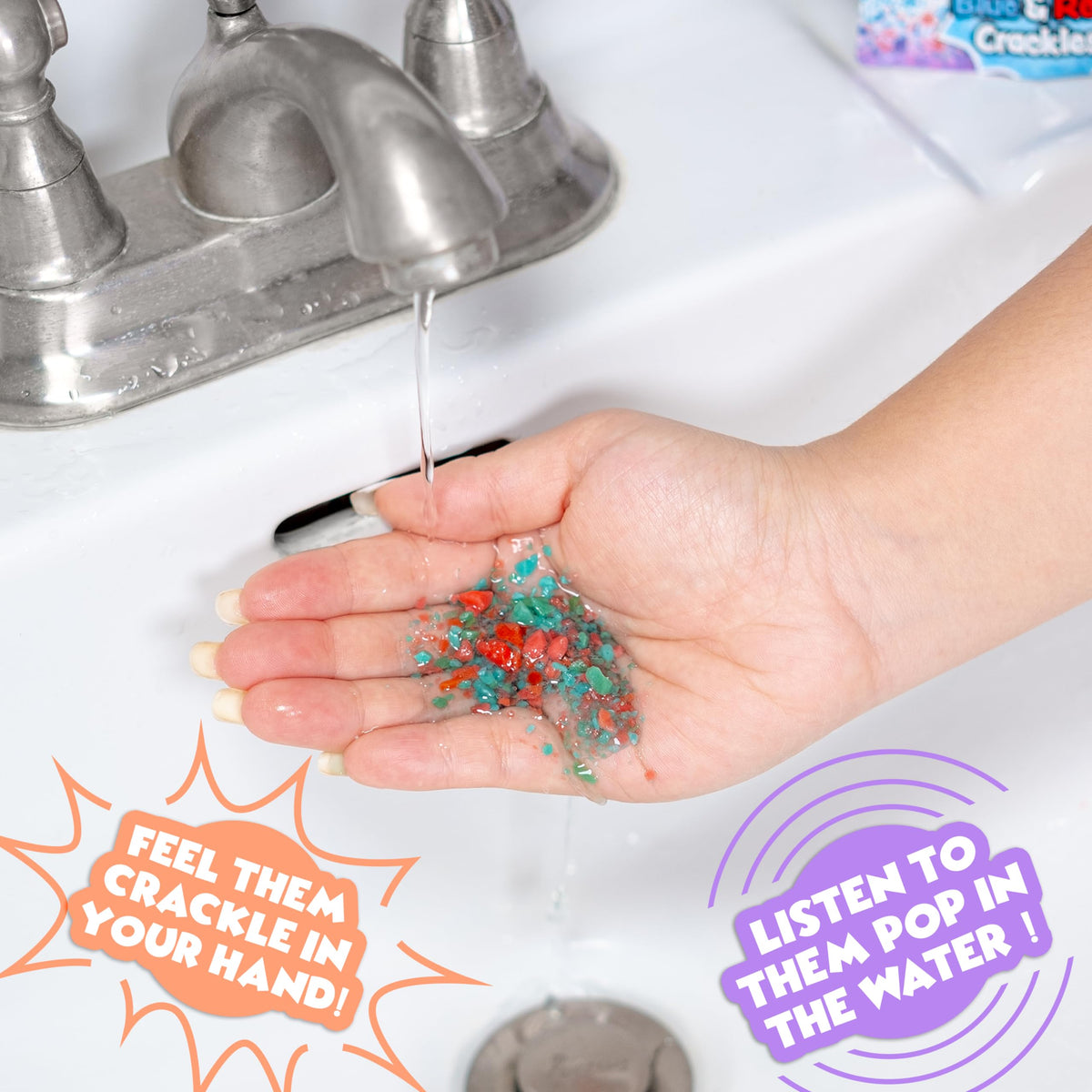 Tub Works Bath Crackles packaging closeup highlights easy-to-use, mess-free bath crystals.