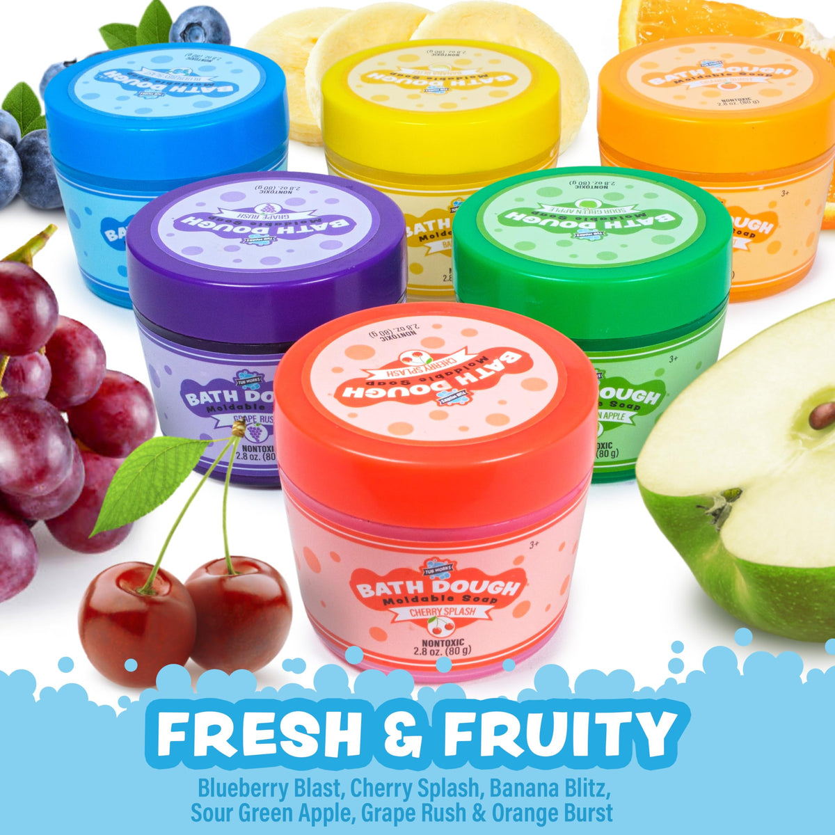 Tub Works Bath Dough blueberry squishy texture supports motor exploration.